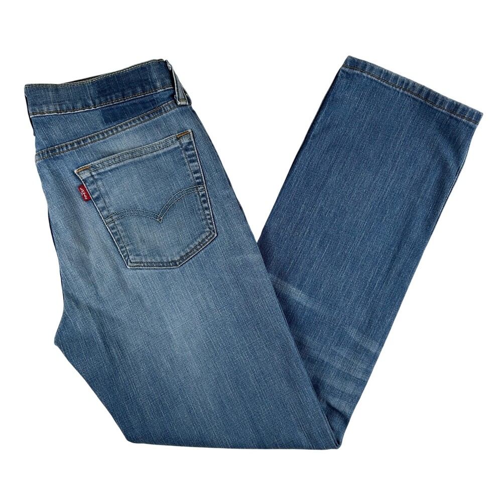 Levis 514 Jeans Mens 31x30 Medium Blue Regular Straight Zip Fly Distressed